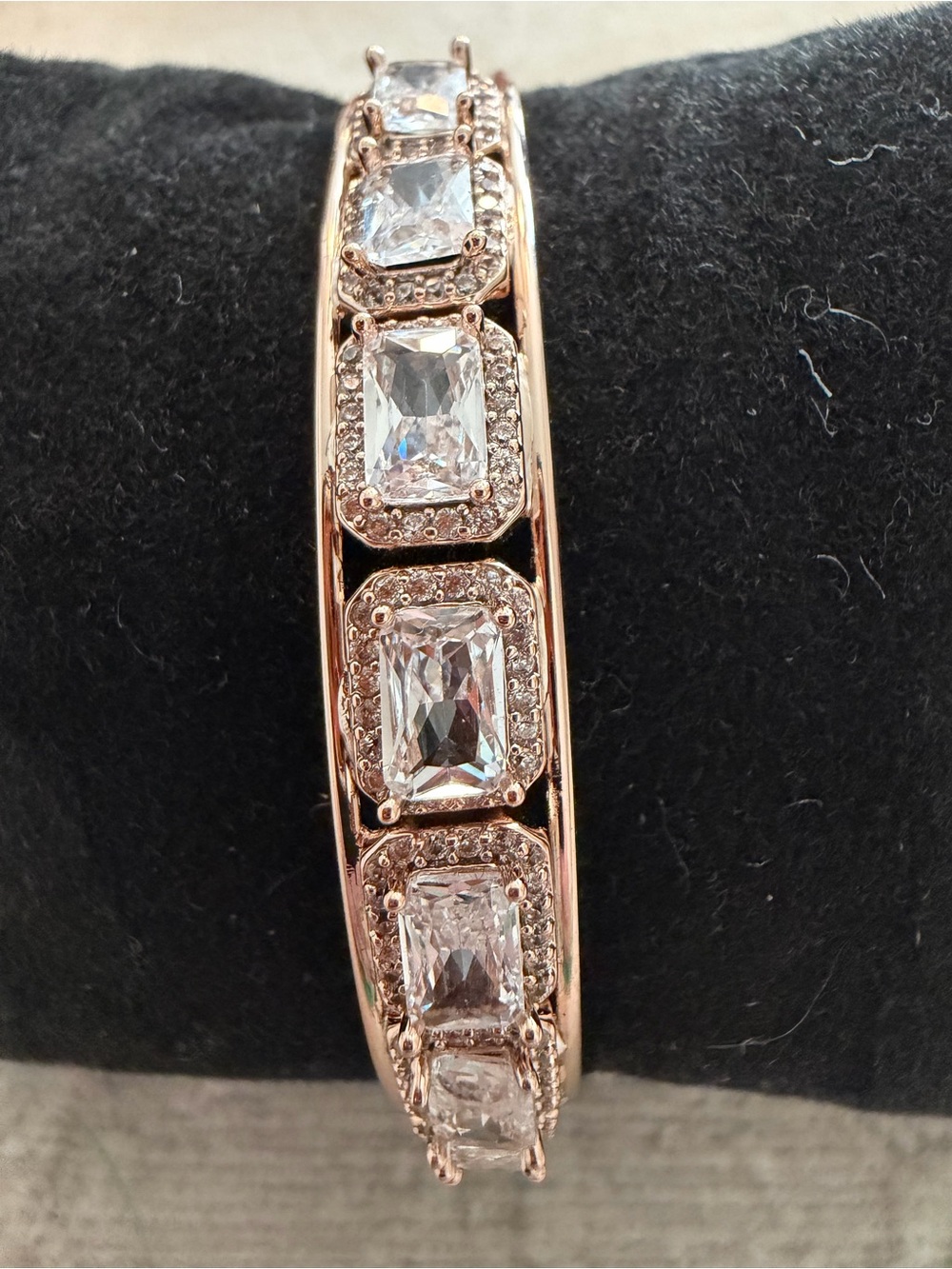 Rose Gold CZ Bangle Bracelet - Women Jewelry